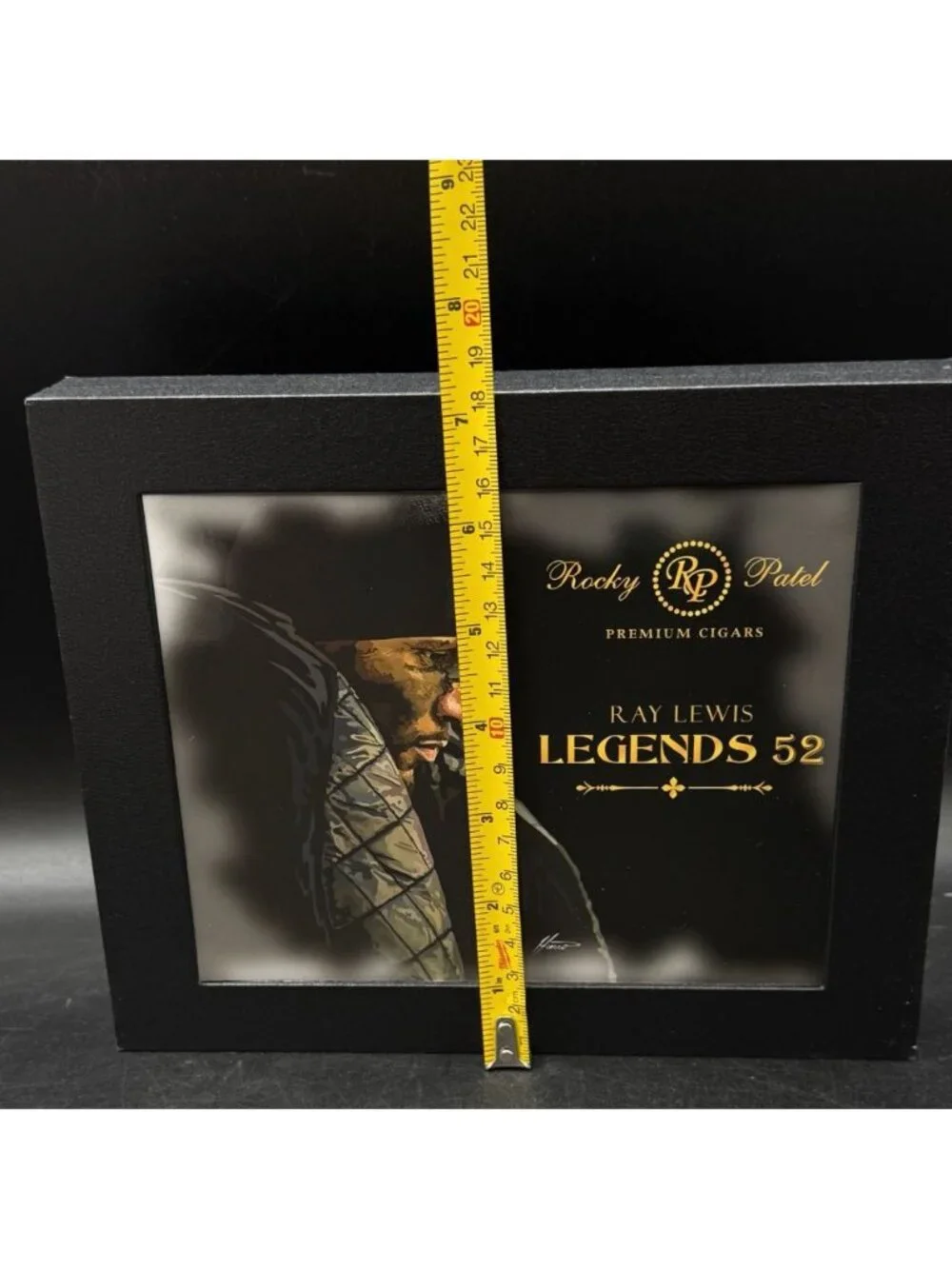 Rocky Patel Ray Lewis Legends 52 Signed Cigar Box & Blue Ribbon EMPTY